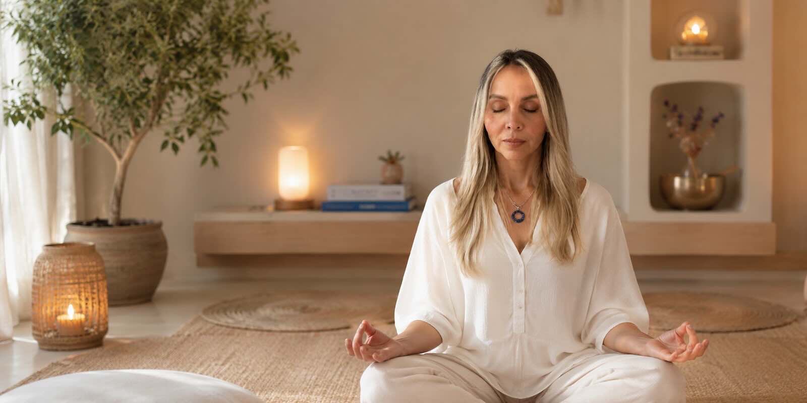 Oriana Medita meditando